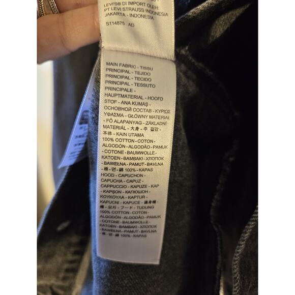 Levis Hybrid Hoodie V Trucker Jacket Mens XXL Black Relaxed Collegiate Street - Picture 10 of 11